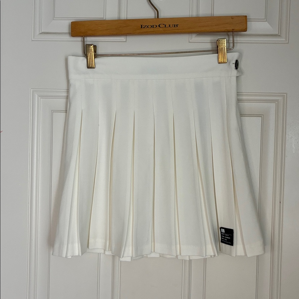 Bershka Cream Pleated Skirt